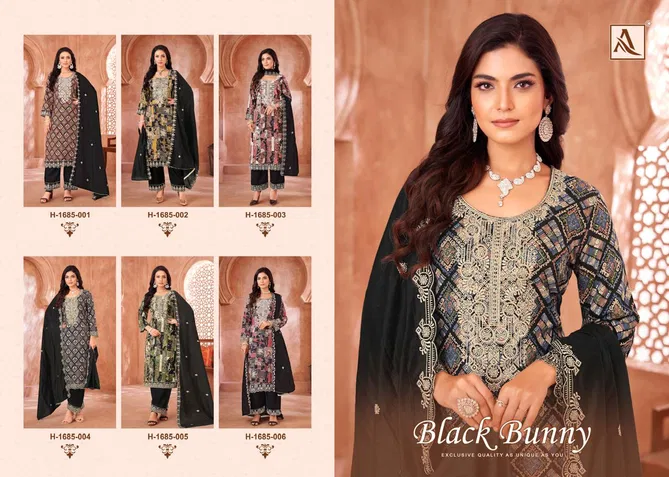 Black Bunny By Alok Suit Viscose Reyon Printed Embroidery Dress Material Suppliers In India